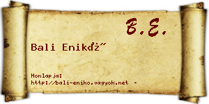 Bali Enikő névjegykártya